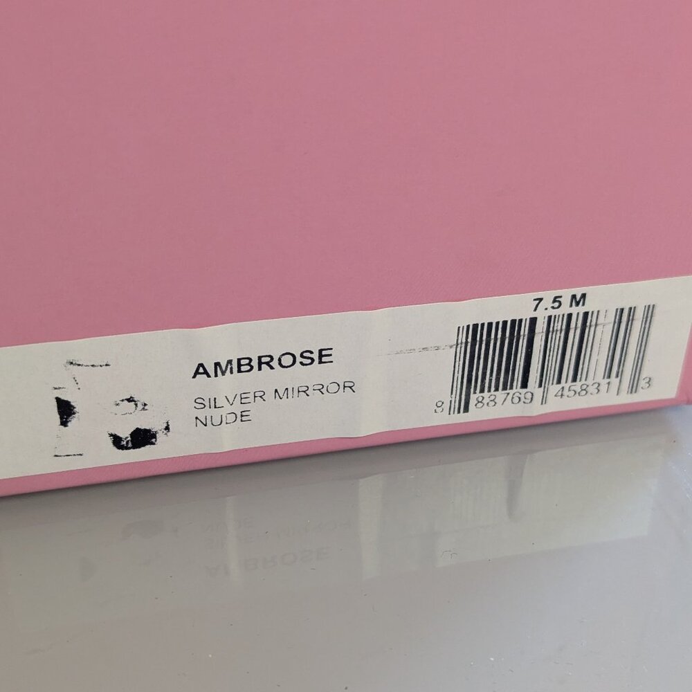 Jeffrey Campbell Y2K Nude Chrome Ambrose Platform Heels Shiny Ankle Strap NEW - Picture 4 of 12